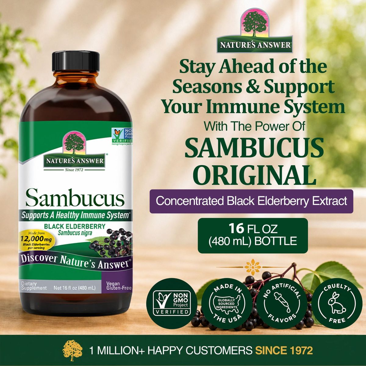 Nature's Answer Sambucus black elderberry supplement packaging