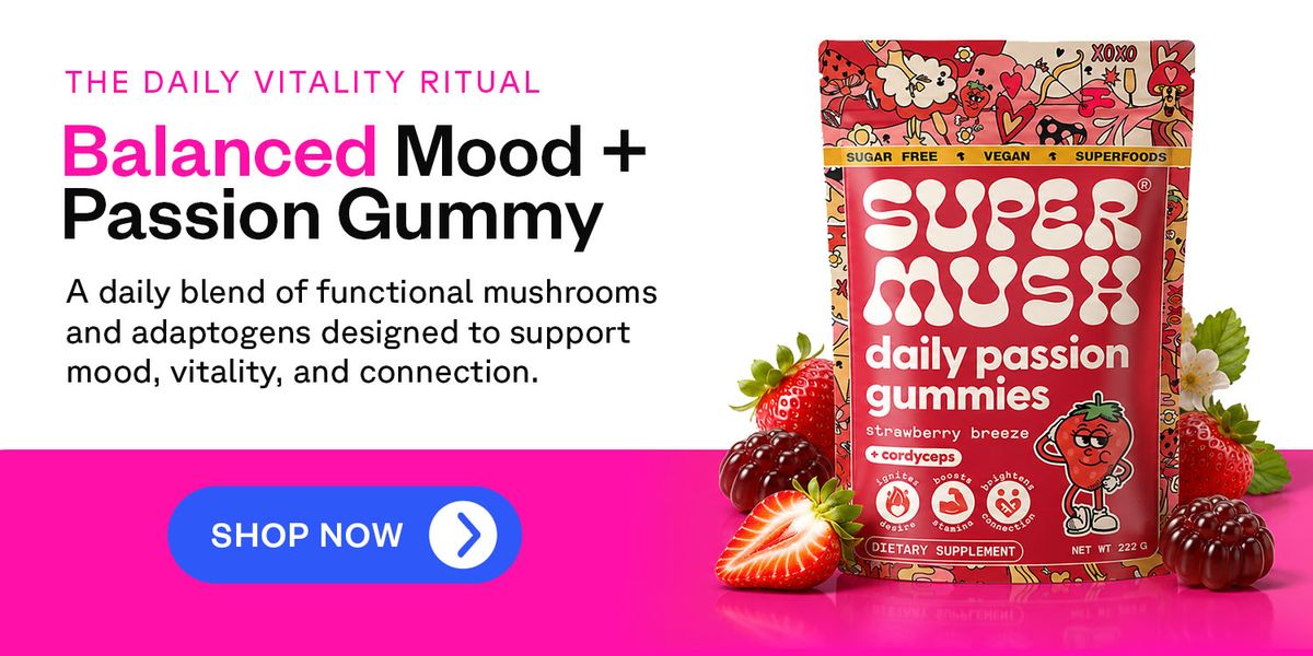 SuperMush functional mushroom and adaptogen gummies packaging